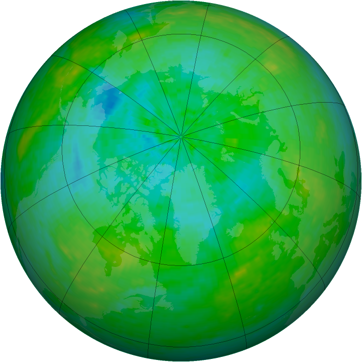 Arctic ozone map for 11 August 1990